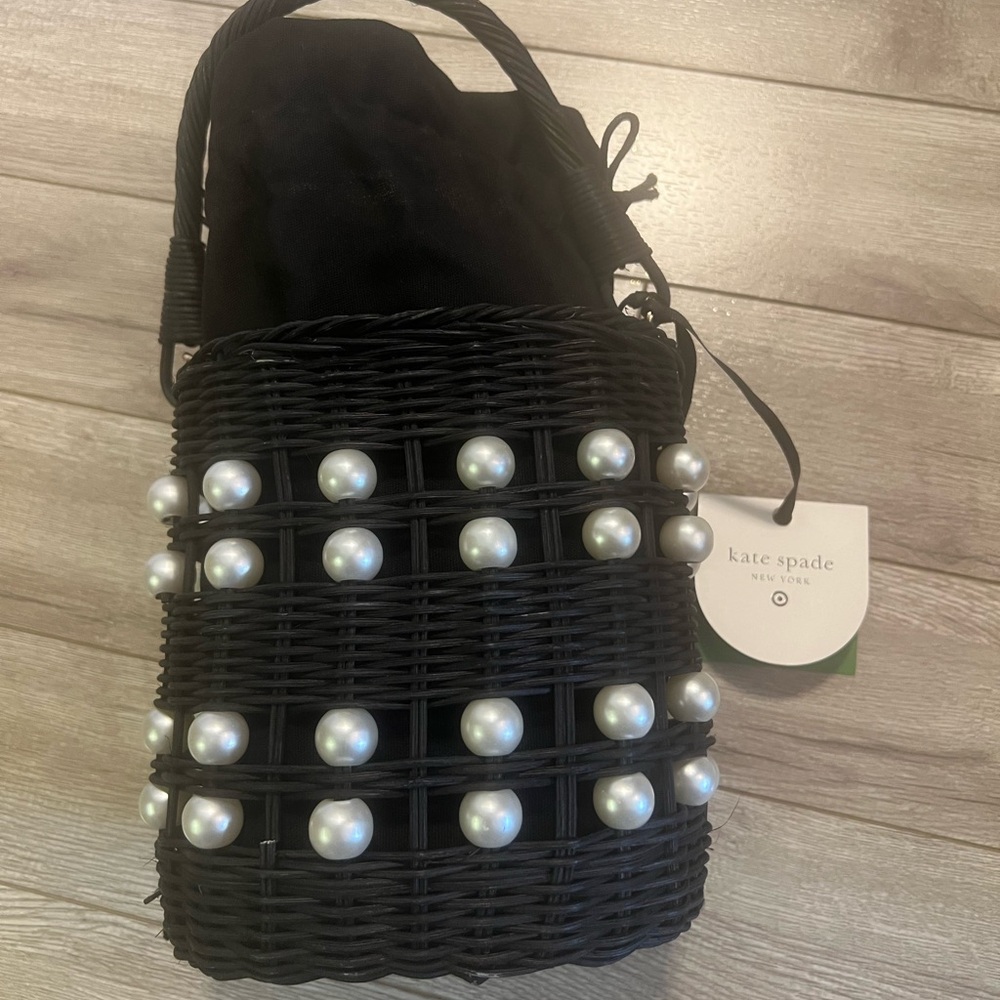 Kate Spade Black and White Pearl Embellished Shoulder Bag